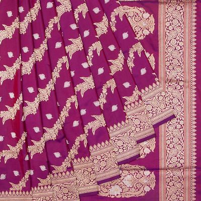 Banarasi Silk Kadwa Jaal Purple Saree