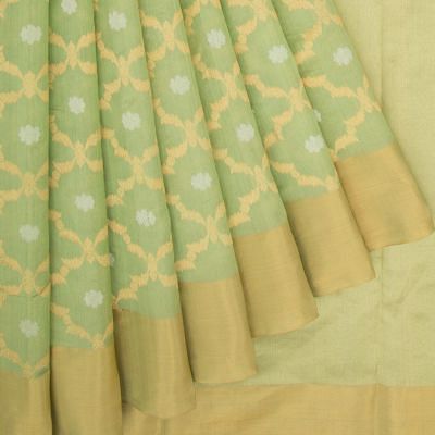 Chanderi Silk Tissue Jaal And Butta Green Saree