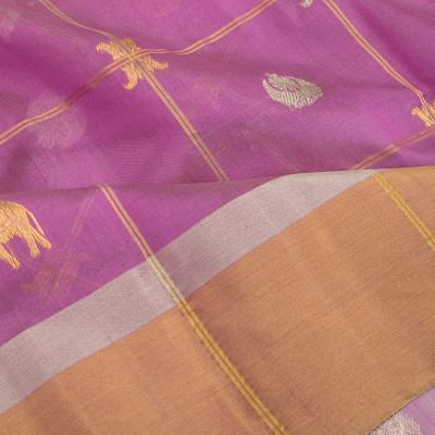 Chanderi Silk Checks And Butta Lavender Saree