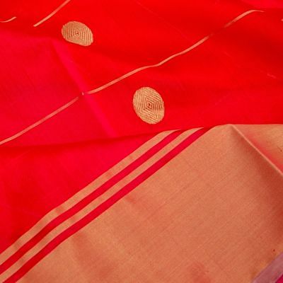 Chanderi Silk Lines And Butta Red Saree