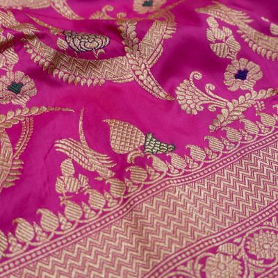 Banarasi Silk Kadwa Jaal Pink Saree