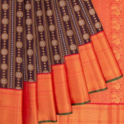 Kanchipuram Silk Brocade Choco Brown Saree