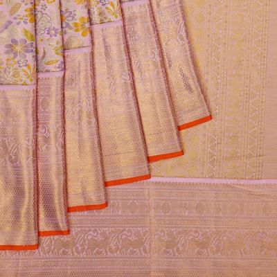 Kanchipuram Silk Tissue Brocade Lavender Saree