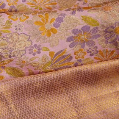 Kanchipuram Silk Tissue Brocade Lavender Saree