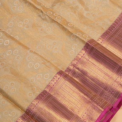 Kanchipuram Silk Brocade Cream Saree