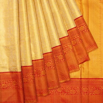 Kanchipuram Silk Tissue Brocade Gold Saree