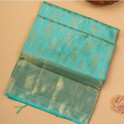 Kanchipuram Silk Jaal Blue Saree