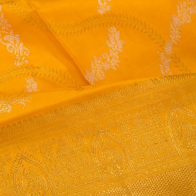 Kanchipuram Silk Jaal Yellow Saree