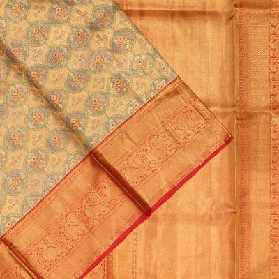 Kanchipuram Silk Tissue Brocade Gold Saree