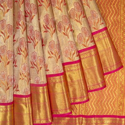 Kanchipuram Silk Tissue Brocade Gold Saree