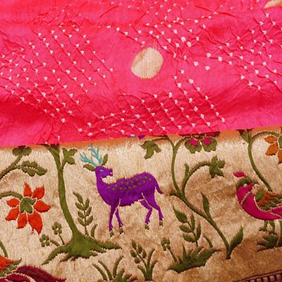 Banarasi Silk Bandhani Butta Pink Saree