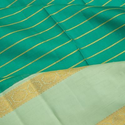 Kanchipuram Silk Horizontal Lines Green Saree