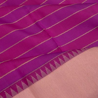 Kanchipuram Silk Horizontal Lines Pink And Purple Saree