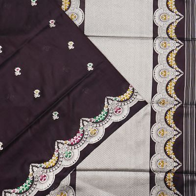 Banarasi Silk Butta Choco Brown Saree