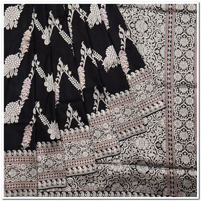 Banarasi Silk Jaal Black Saree