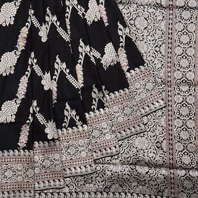 Banarasi Silk Jaal Black Saree