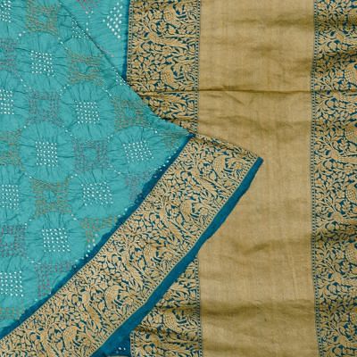 Kanchipuram Silk Bandhani Sky Blue Saree