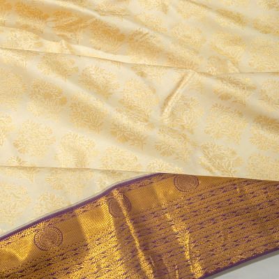 Kanchipuram Silk Brocade Cream Saree