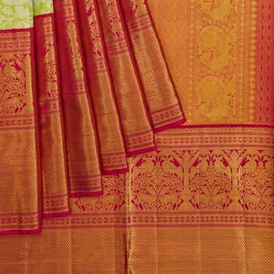 Kanchipuram Silk Brocade Pastel Green Saree