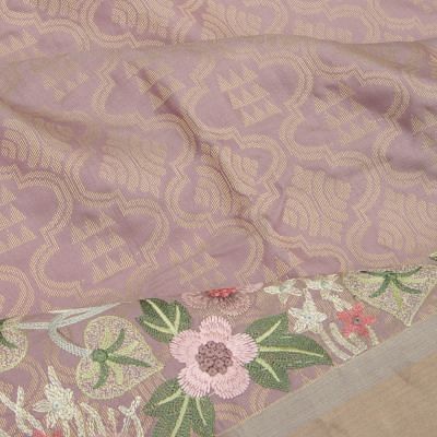 Soft Silk Brocade Lilac Saree With Embroidery Border