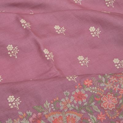 Tussar Floral Embroidery Butta Lavender Saree