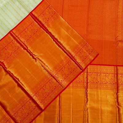 Kanchipuram Silk Vertical Lines Patel Green Saree