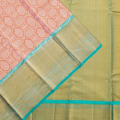 Kanchipuram Silk Brocade Peach Saree