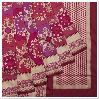 Banarasi Silk Brocade Rangkat Burgundy Saree