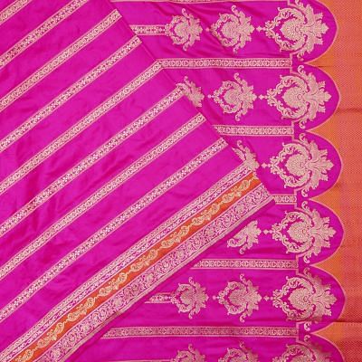 Banarasi Silk Horizontal Lines Rani Pink Saree