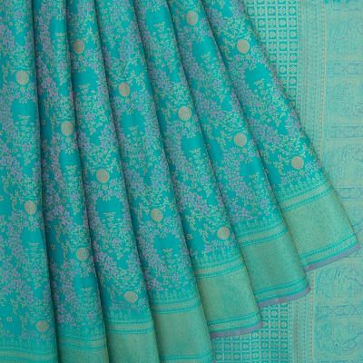 Kanchipuram Silk Jaal Sky Blue Saree