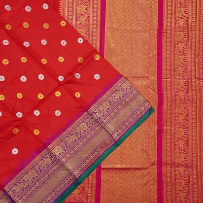 Kanchipuram Silk Twill Butta Red Saree