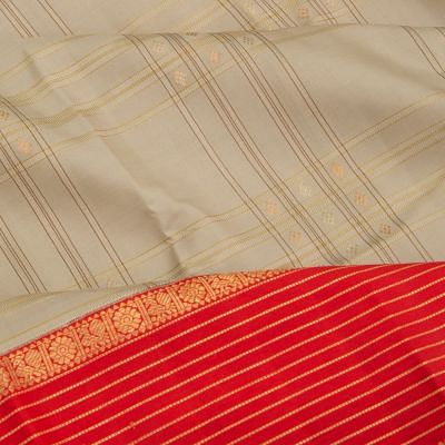 Kanchipuram Silk Checks And Butta Khaki Brown Saree