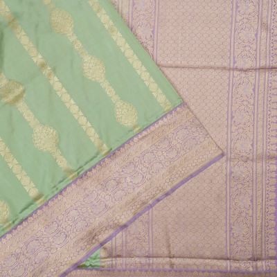 Banarasi Silk Vertical Lines Pista Green Saree