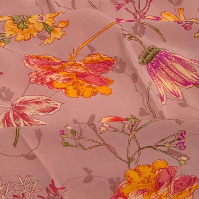 Chiffon Floral Printed Peach Saree