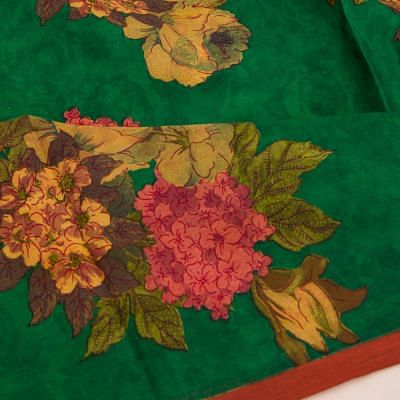 Chiffon Floral Printed Green Saree