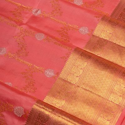 Kanchipuram Silk Jaal Peach Saree
