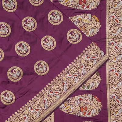 Banarasi Silk Butta Purple Saree