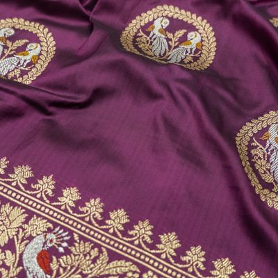 Banarasi Silk Butta Purple Saree