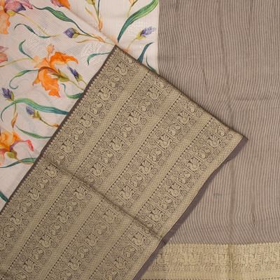 Chanderi Silk Floral Printed And Embroidery Peach Saree