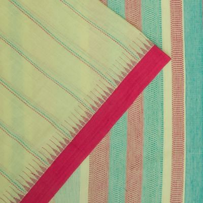 Ponduru Handspun Cotton Vertical Lines Pastel Green Saree