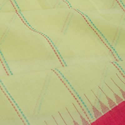 Ponduru Handspun Cotton Vertical Lines Pastel Green Saree