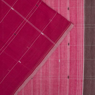 Ponduru Handspun Cotton Checks And Butta Purple Saree