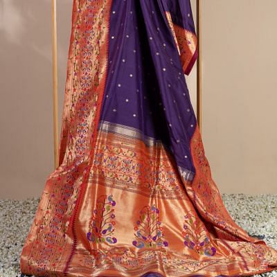 Paithani Silk Butta Violet Saree