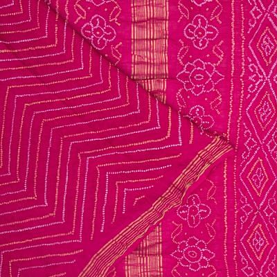 Cotton Hand Blocked with Bandhani Dress Material - Pink