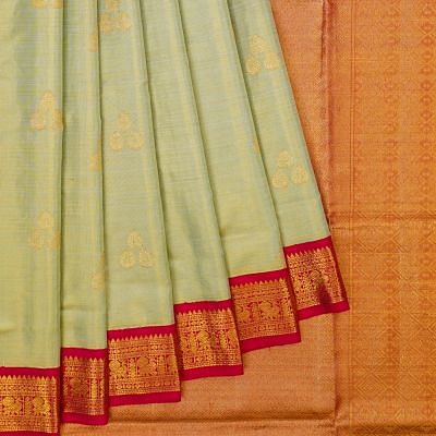 Kanchipuram Silk Tissue Butta Pista Green Saree