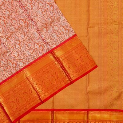 Kanchipuram Silk Tissue Brocade Orange Saree