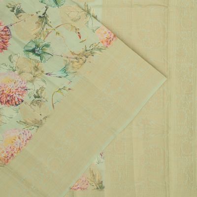 Chanderi Silk Floral Printed And Butta Pastel Green Saree
