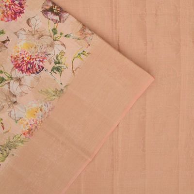 Chanderi Silk Floral Printed And Butta Pastel Orange Saree