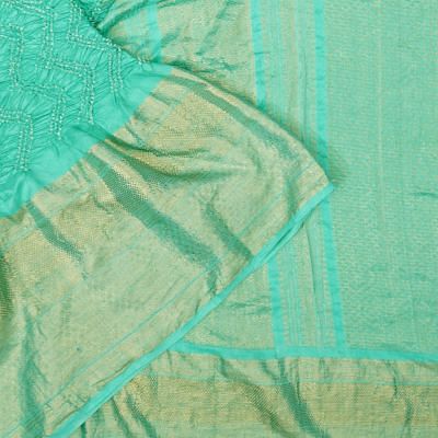 Kanchipuram Silk Bandhani Sea Green Saree