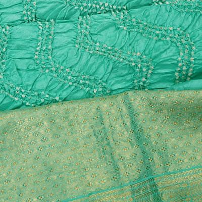 Kanchipuram Silk Bandhani Sea Green Saree